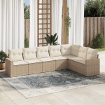 vidaXL Set canapele de grădină, 7 piese, cu perne, bej, poliratan vidaXL Set canapele de grădină, 7 piese, cu perne, bej, poliratan