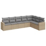 vidaXL Set canapele de grădină, 7 piese, cu perne, bej, poliratan