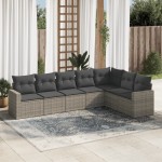 vidaXL Set canapele de grădină, 7 piese, cu perne, gri, poliratan vidaXL Set canapele de grădină, 7 piese, cu perne, gri, poliratan