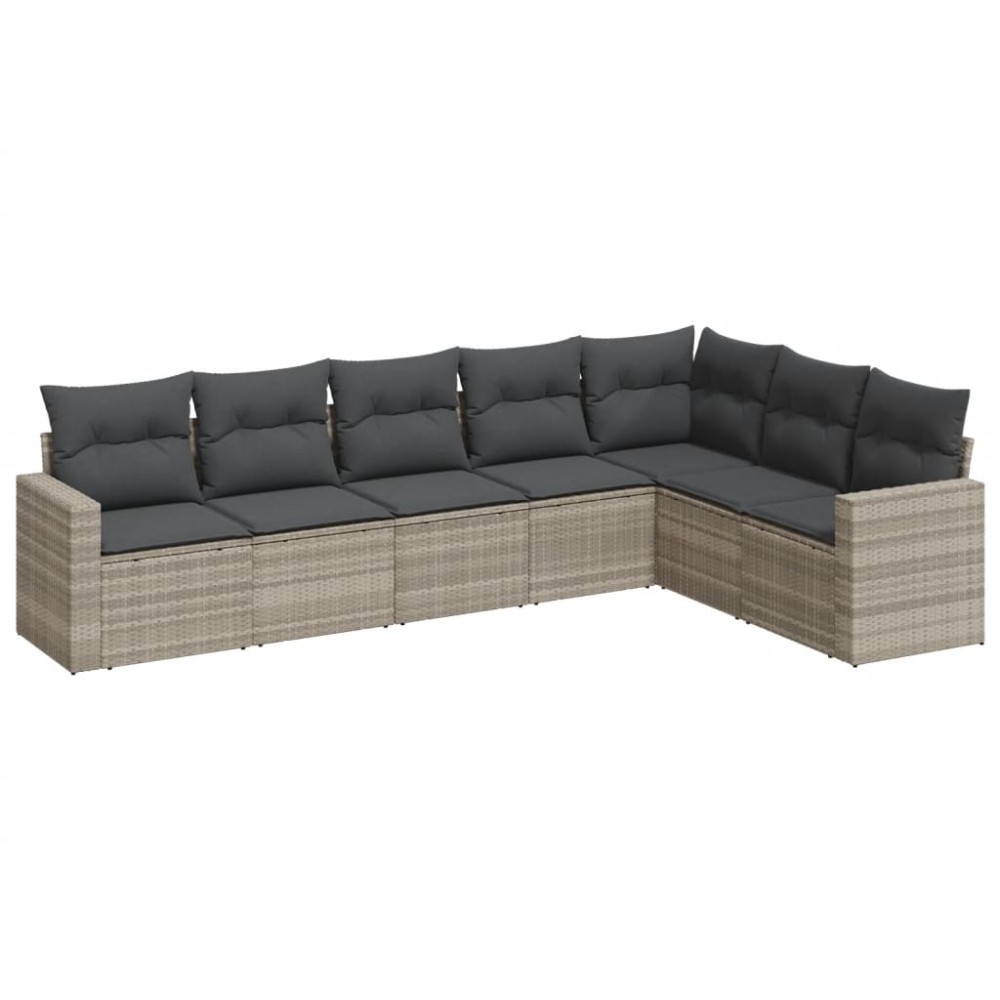 vidaXL Set canapele de grădină cu perne, 7piese gri deschis poliratan