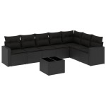vidaXL Set mobilier de grădină cu perne, 8 piese, negru, poliratan vidaXL Set mobilier de grădină cu perne, 8 piese, negru, poliratan
