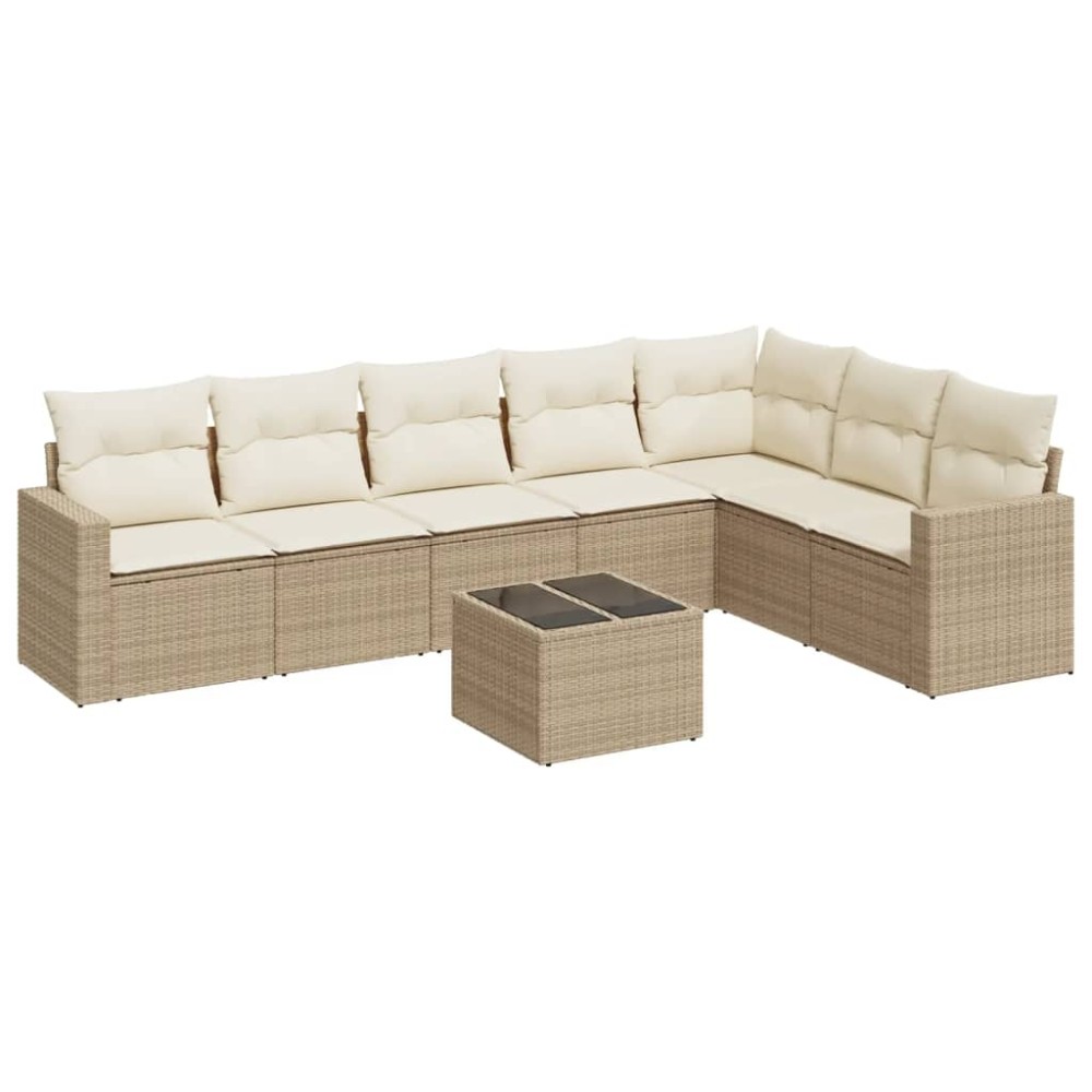 vidaXL Set canapele de grădină, 8 piese, cu perne, bej, poliratan