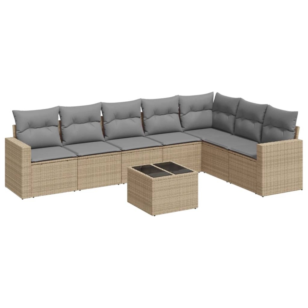 vidaXL Set canapele de grădină, 8 piese, cu perne, bej, poliratan