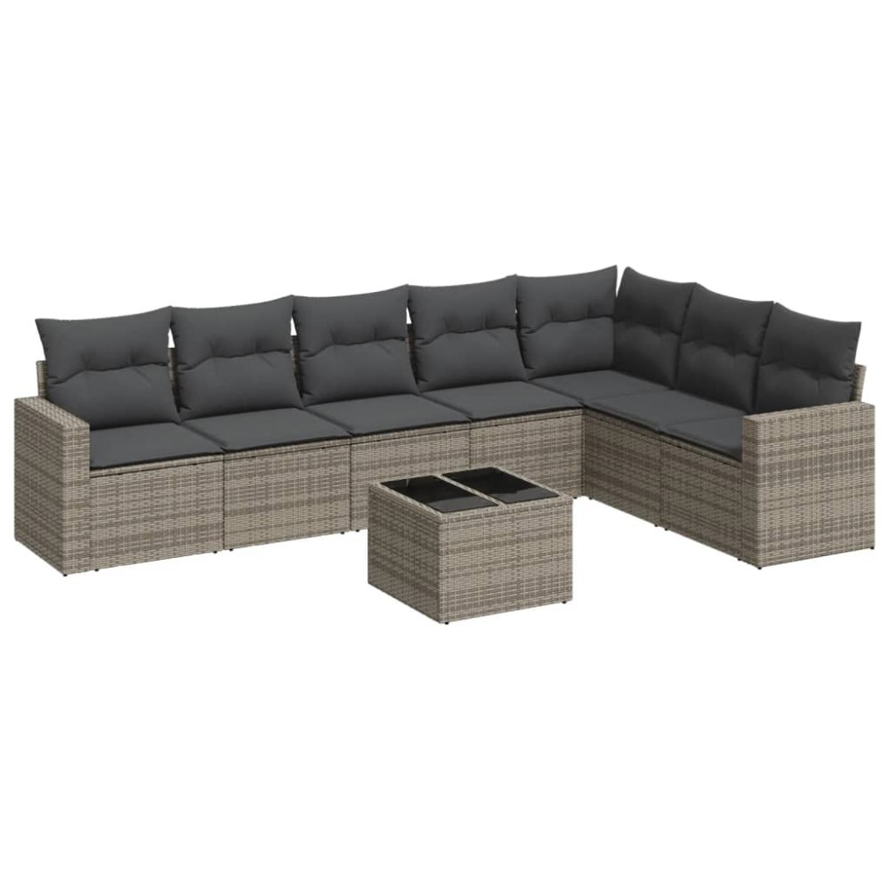 vidaXL Set canapele de grădină cu perne, 8 piese, gri, poliratan
