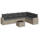 vidaXL Set mobilier de grădină cu perne, 8 piese gri deschis poliratan vidaXL Set mobilier de grădină cu perne, 8 piese gri deschis poliratan