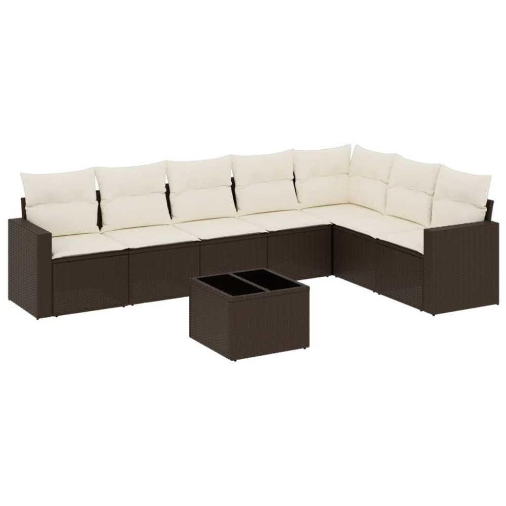 vidaXL Set canapele de grădină cu perne, 8 piese, maro, poliratan