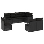 vidaXL Set mobilier de grădină cu perne, 8 piese, negru, poliratan vidaXL Set mobilier de grădină cu perne, 8 piese, negru, poliratan