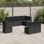 vidaXL Set mobilier de grădină cu perne, 8 piese, negru, poliratan vidaXL Set mobilier de grădină cu perne, 8 piese, negru, poliratan