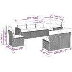 vidaXL Set mobilier de grădină cu perne, 8 piese, negru, poliratan vidaXL Set mobilier de grădină cu perne, 8 piese, negru, poliratan