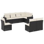 vidaXL Set mobilier de grădină cu perne, 8 piese, negru, poliratan