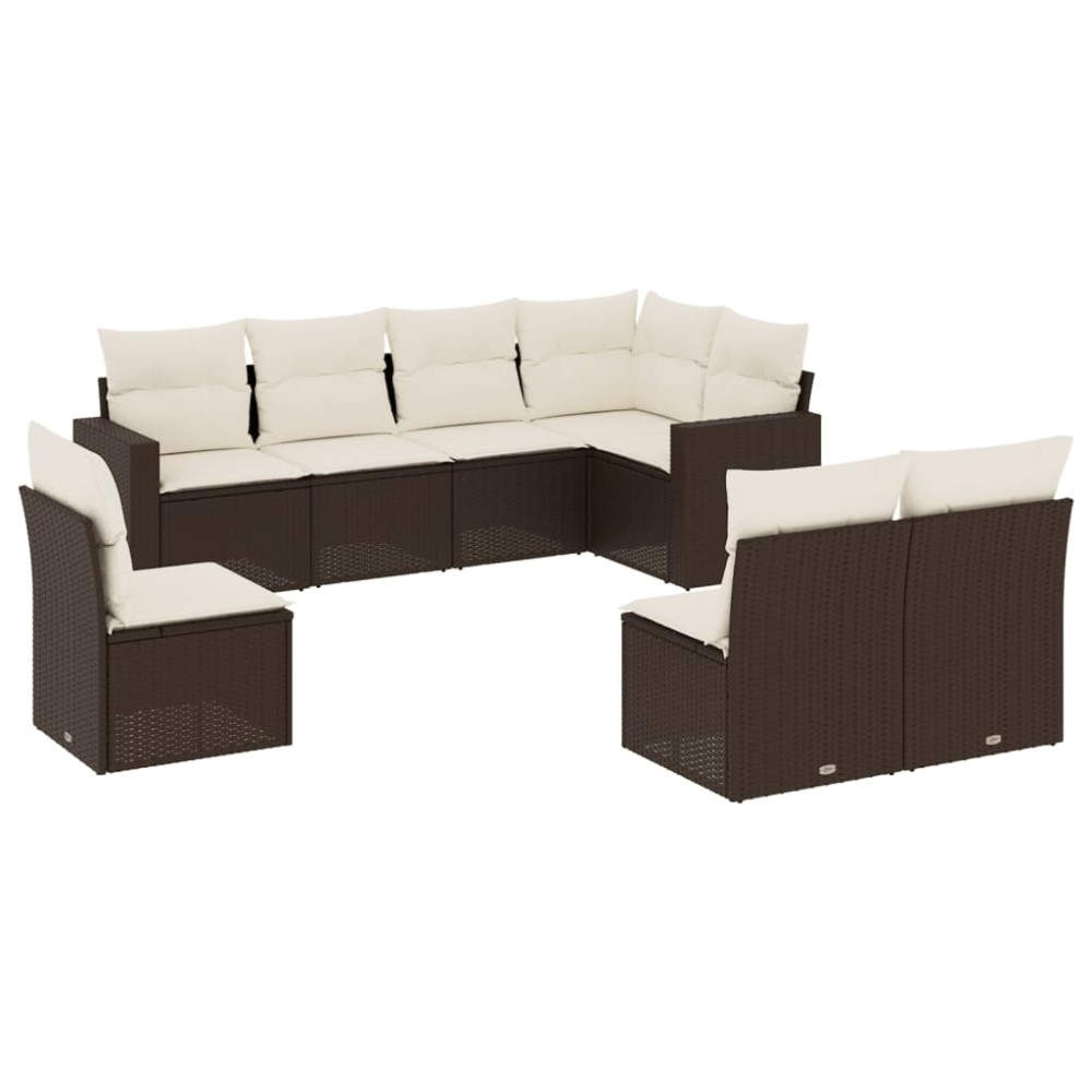 vidaXL Set canapele de grădină cu perne, 8 piese, maro, poliratan