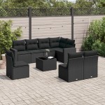 vidaXL Set mobilier de grădină cu perne, 9 piese, negru, poliratan vidaXL Set mobilier de grădină cu perne, 9 piese, negru, poliratan