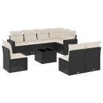 vidaXL Set mobilier de grădină cu perne, 9 piese, negru, poliratan