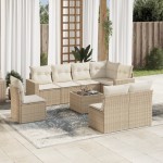 vidaXL Set canapele de grădină, 9 piese, cu perne, bej, poliratan vidaXL Set canapele de grădină, 9 piese, cu perne, bej, poliratan