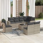 vidaXL Set canapele de grădină cu perne, 9 piese gri deschis poliratan vidaXL Set canapele de grădină cu perne, 9 piese gri deschis poliratan