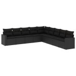 vidaXL Set mobilier de grădină cu perne, 9 piese, negru, poliratan vidaXL Set mobilier de grădină cu perne, 9 piese, negru, poliratan