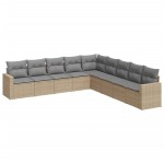 vidaXL Set canapele de grădină, 9 piese, cu perne, bej, poliratan