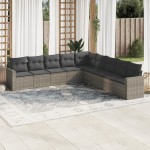 vidaXL Set canapele de grădină, 9 piese, cu perne, gri, poliratan vidaXL Set canapele de grădină, 9 piese, cu perne, gri, poliratan