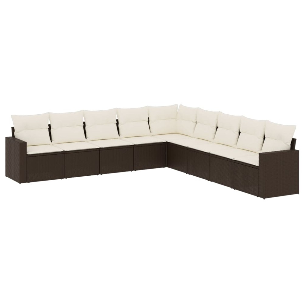 vidaXL Set canapele de grădină cu perne, 9 piese, maro, poliratan