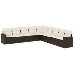 vidaXL Set canapele de grădină cu perne, 9 piese, maro, poliratan vidaXL Set canapele de grădină cu perne, 9 piese, maro, poliratan