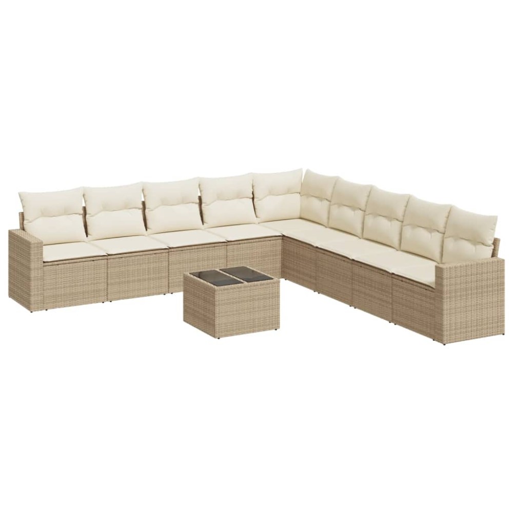 vidaXL Set canapele de grădină cu perne, 10 piese, bej, poliratan