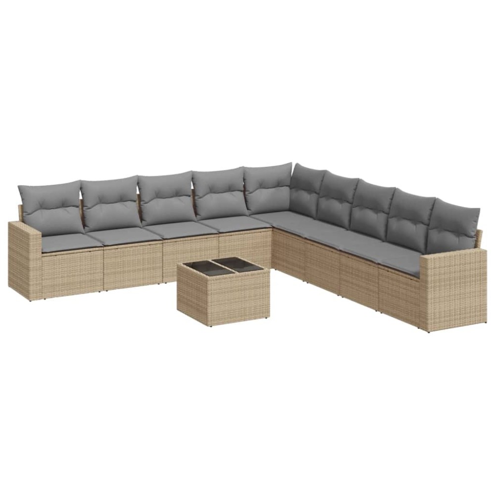 vidaXL Set canapele de grădină cu perne, 10 piese, bej, poliratan
