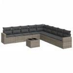 vidaXL Set mobilier de grădină cu perne, 10 piese, gri, poliratan vidaXL Set mobilier de grădină cu perne, 10 piese, gri, poliratan