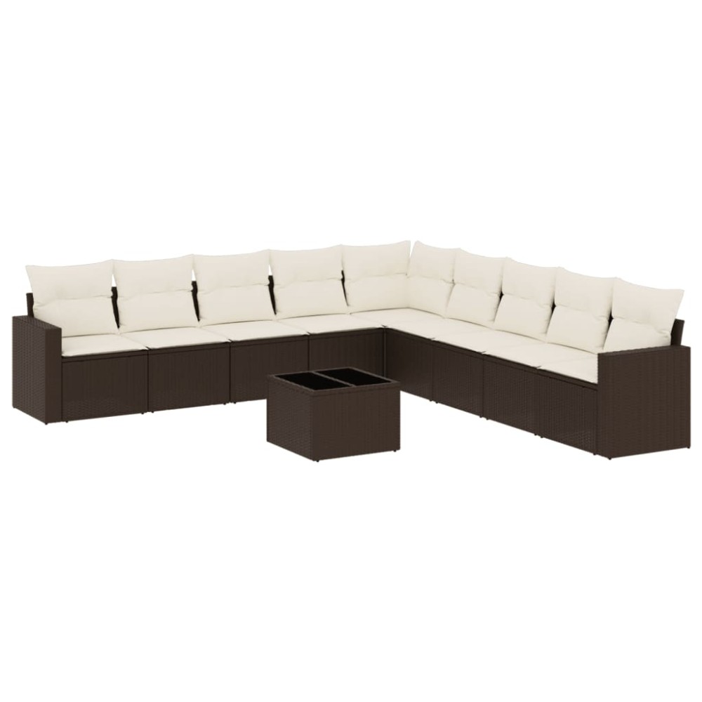vidaXL Set canapele de grădină cu perne, 10 piese, maro, poliratan