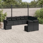 vidaXL Set canapele de grădină cu perne, 10 piese, negru, poliratan vidaXL Set canapele de grădină cu perne, 10 piese, negru, poliratan