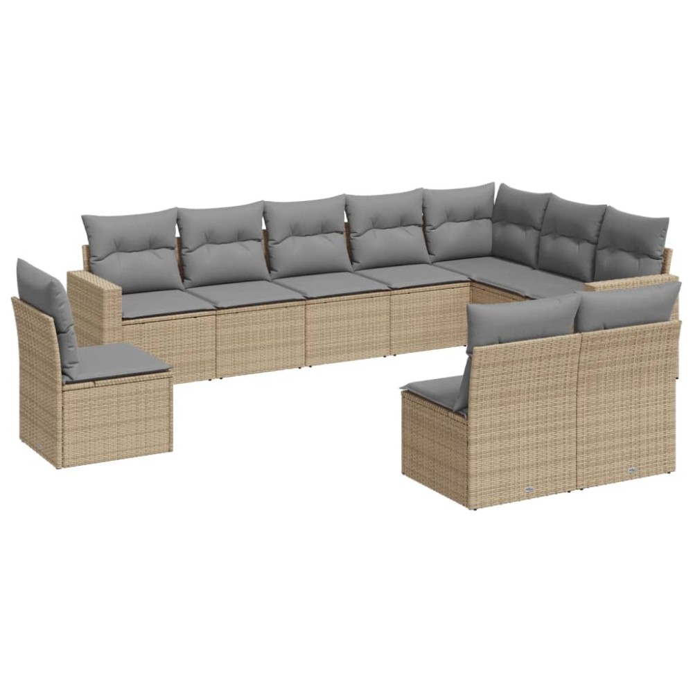 vidaXL Set canapele de grădină cu perne, 10 piese, bej, poliratan