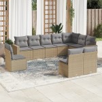 vidaXL Set canapele de grădină cu perne, 10 piese, bej, poliratan vidaXL Set canapele de grădină cu perne, 10 piese, bej, poliratan
