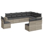 vidaXL Set canapele de grădină cu perne 10 piese gri deschis poliratan vidaXL Set canapele de grădină cu perne 10 piese gri deschis poliratan