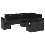 vidaXL Set canapele de grădină cu perne, 11 piese, negru, poliratan vidaXL Set canapele de grădină cu perne, 11 piese, negru, poliratan