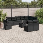 vidaXL Set canapele de grădină cu perne, 11 piese, negru, poliratan vidaXL Set canapele de grădină cu perne, 11 piese, negru, poliratan