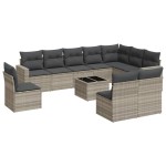vidaXL Set canapele de grădină cu perne, 11 piese, gri, poliratan vidaXL Set canapele de grădină cu perne, 11 piese, gri, poliratan