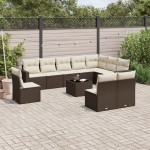vidaXL Set canapele de grădină cu perne, 11 piese, maro, poliratan vidaXL Set canapele de grădină cu perne, 11 piese, maro, poliratan