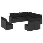 vidaXL Set canapele de grădină cu perne, 11 piese, negru, poliratan vidaXL Set canapele de grădină cu perne, 11 piese, negru, poliratan