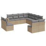 vidaXL Set canapele de grădină cu perne, 11 piese, bej, poliratan