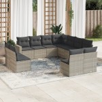 vidaXL Set canapele de grădină cu perne, 11 piese, gri, poliratan vidaXL Set canapele de grădină cu perne, 11 piese, gri, poliratan