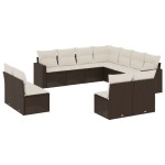vidaXL Set canapele de grădină cu perne, 11 piese, maro, poliratan vidaXL Set canapele de grădină cu perne, 11 piese, maro, poliratan