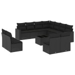 vidaXL Set canapele de grădină, 12 piese, cu perne, negru, poliratan vidaXL Set canapele de grădină, 12 piese, cu perne, negru, poliratan