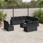 vidaXL Set canapele de grădină, 12 piese, cu perne, negru, poliratan vidaXL Set canapele de grădină, 12 piese, cu perne, negru, poliratan