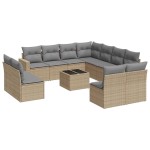 vidaXL Set canapele de grădină cu perne, 12 piese, bej, poliratan