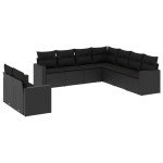 vidaXL Set mobilier de grădină cu perne, 9 piese, negru, poliratan vidaXL Set mobilier de grădină cu perne, 9 piese, negru, poliratan