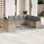 vidaXL Set canapele de grădină, 9 piese, cu perne, bej, poliratan vidaXL Set canapele de grădină, 9 piese, cu perne, bej, poliratan