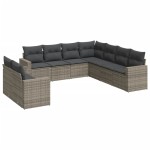 vidaXL Set canapele de grădină, 9 piese, cu perne, gri, poliratan vidaXL Set canapele de grădină, 9 piese, cu perne, gri, poliratan