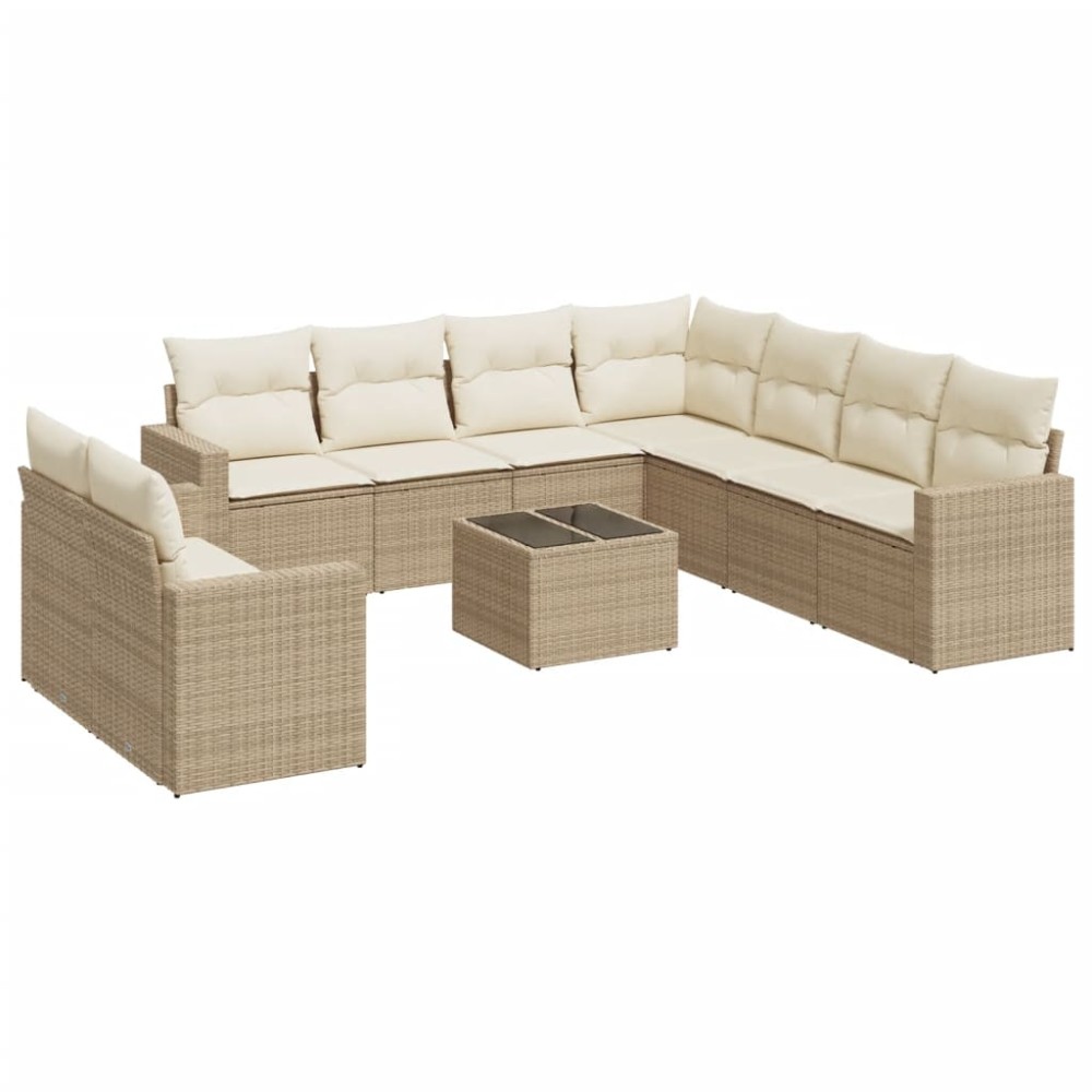 vidaXL Set canapele de grădină cu perne, 10 piese, bej, poliratan