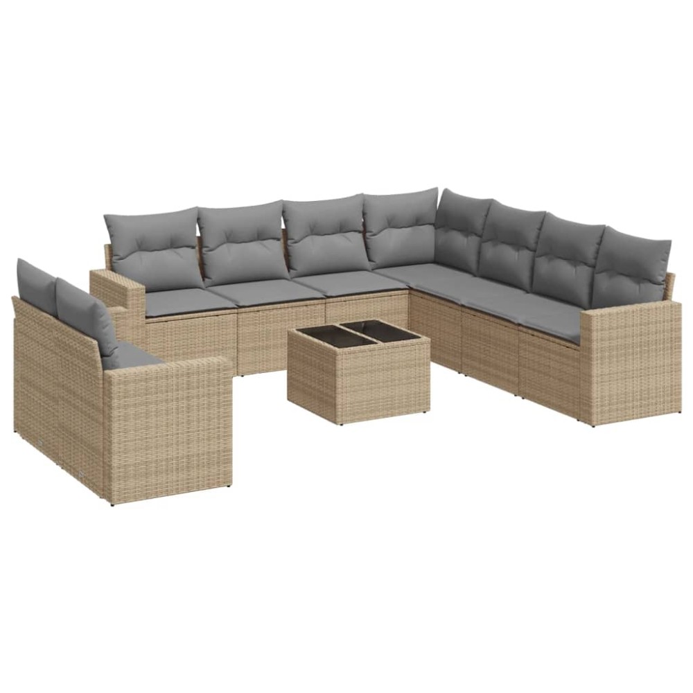 vidaXL Set canapele de grădină cu perne, 10 piese, bej, poliratan