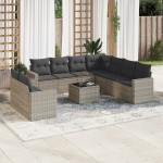 vidaXL Set canapele de grădină cu perne 10 piese gri deschis poliratan vidaXL Set canapele de grădină cu perne 10 piese gri deschis poliratan
