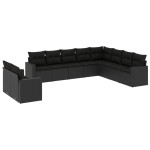 vidaXL Set canapele de grădină cu perne, 10 piese, negru, poliratan vidaXL Set canapele de grădină cu perne, 10 piese, negru, poliratan